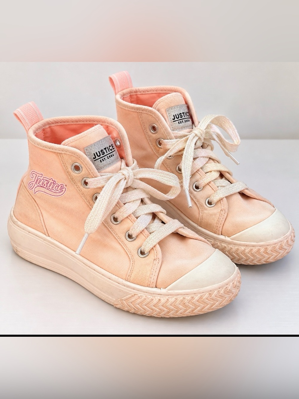 Justice Girls Peach High-Top Sneakers